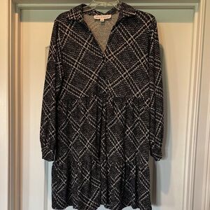 Emma & Michele Plaid Long Sleeve Dress
